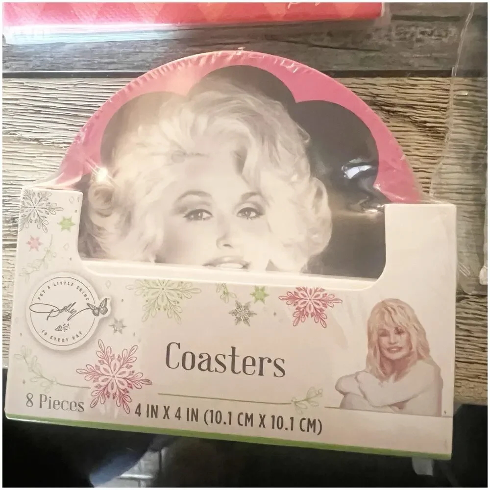 Dolly Parton Coasters , Napkins , Dish Towels Rooster Logo Bundle New